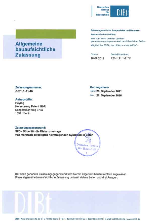 Deutschland Patent Authorization Certificate